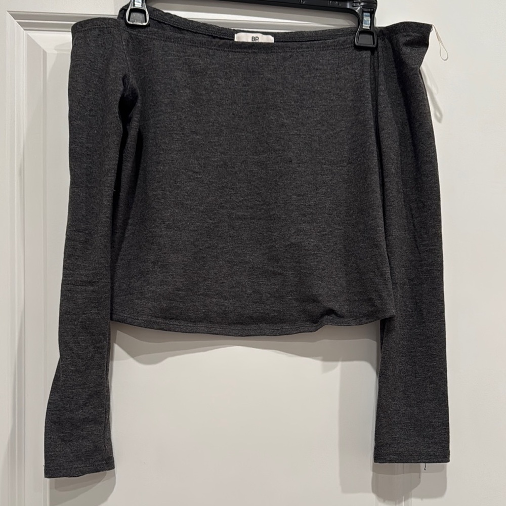 BP Gray Asymmetrical Crop Blouse